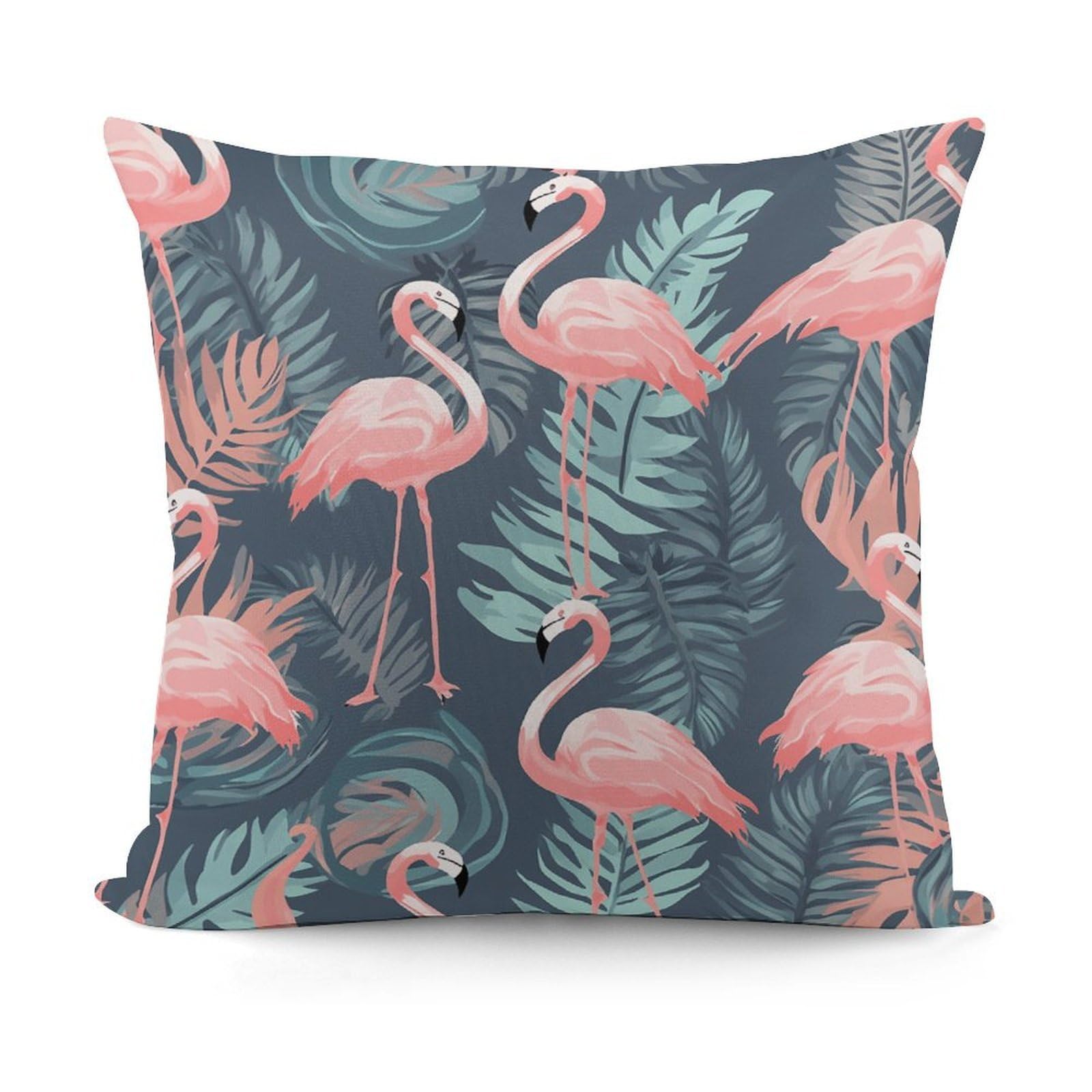 Adfgyerh Style Summer Flamingo Palm Leaves Decorative Pillow Covers, Throw Pillow Covers Soft For All Seasons, Pillowcases For Couch Living Room Sofa Bedroom 18X18 Inch