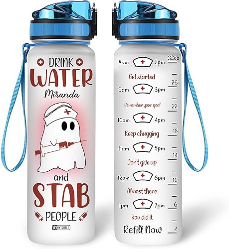 Vista 8 de Hyturtle Botella de agua motivacional personalizada con texto en inglés "She Works Willingly With Her Handy Proverbios", regalo para enfermeras