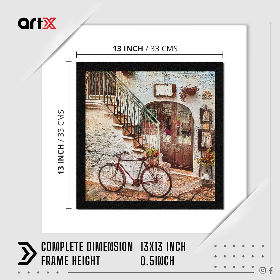 ArtX Vintage City Street Abstract Framed Photo Painting (Synthetic Wood, 33 cm x 33 cm)