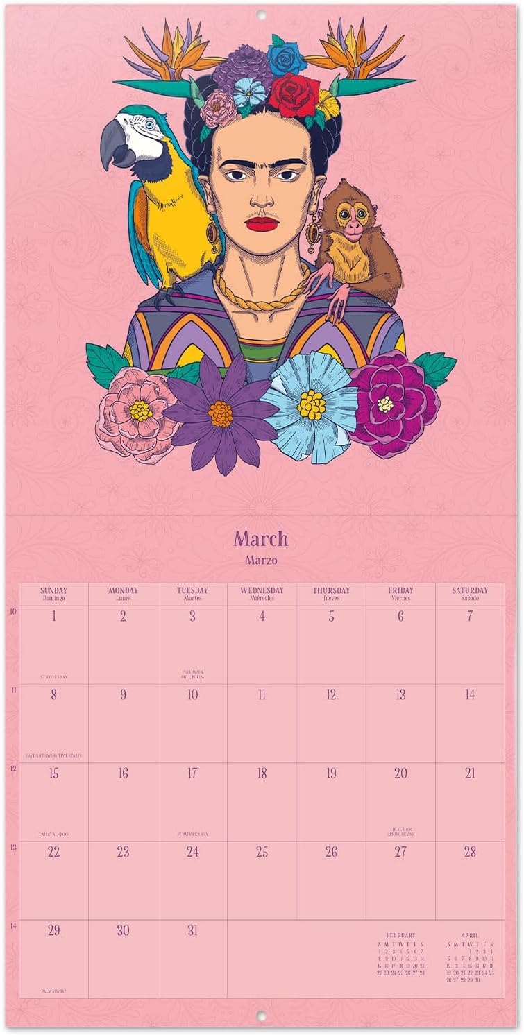 Frida Kahlo Wall Calendar 2026 12" x 12" FSC® Plastic Free - Starts Week On Sunday | Family Planner Art Calendar 2026 | Frida Kahlo Gifts - Image 4