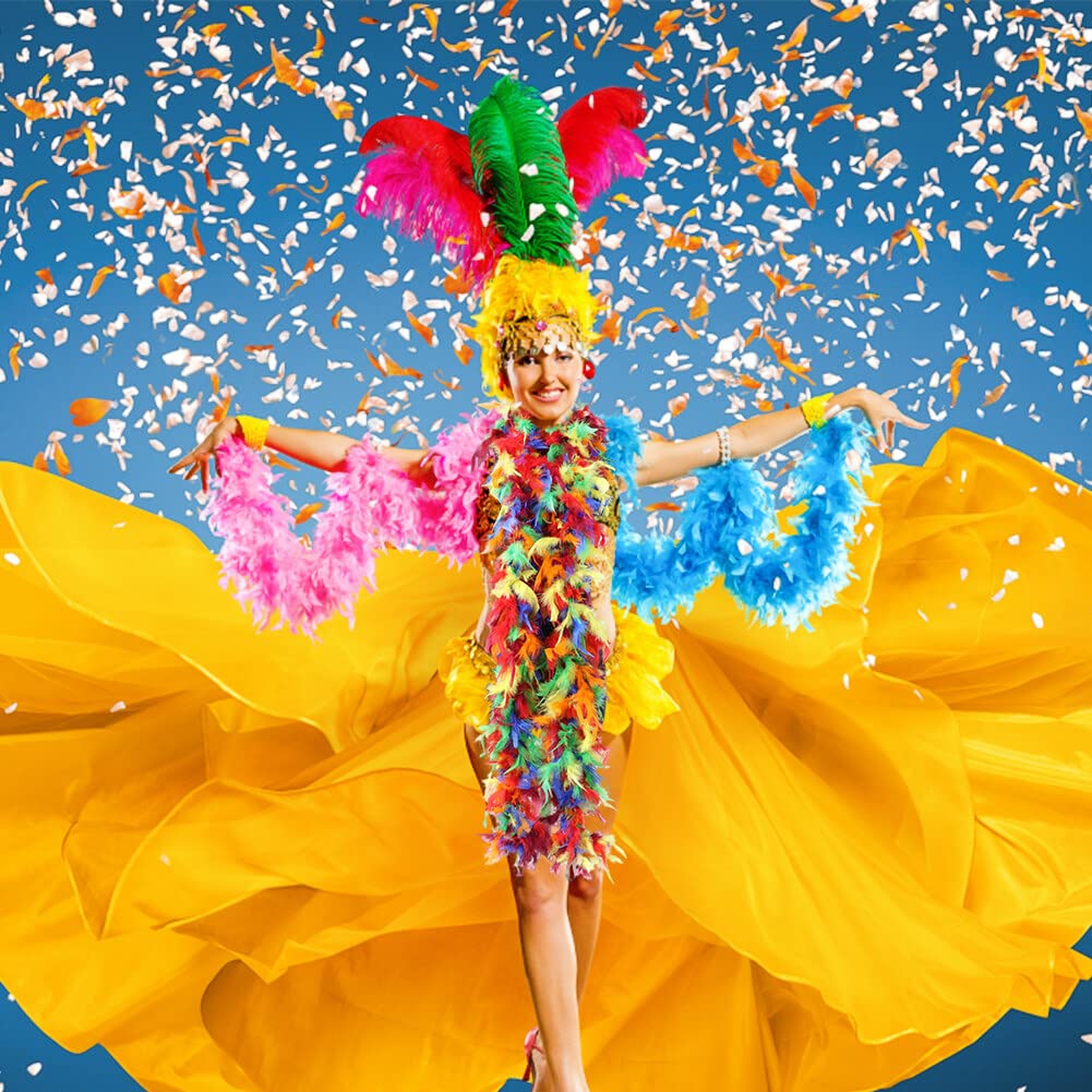 Boa En Plumes De Dinde – 2 Mètres – Couleurs Vives – Pour Déguisements, Mariages, Noël Et Bricolage