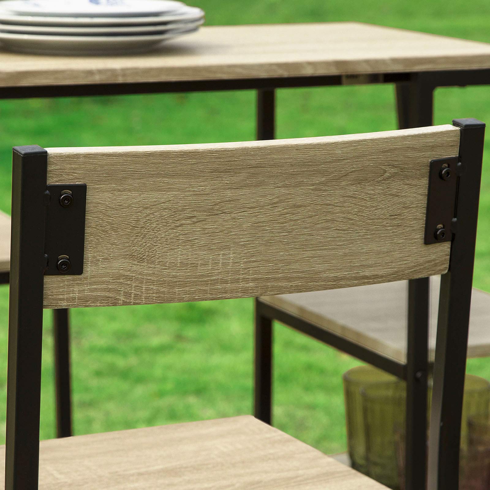 SoBuy® OGT16-N Set de 1 Table + 2 Chaises Ensemble Table de Bar Bistrot + 2 Tabourets de Bar avec Repose-Pieds Table Haute Cuisine Mange-Debout avec 3 Étagères Latéraux