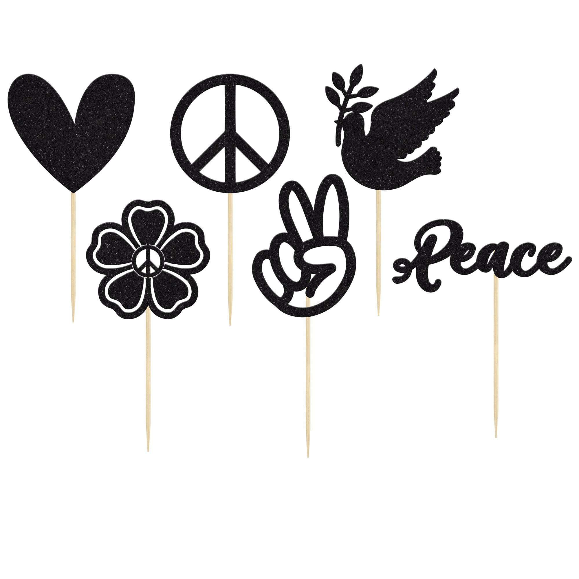 Cupcake Topper Hochzeit Gyufise 24 Stück Peace-Zeichen Hand Cupcake Toppers  Peacekeeper Muffin Herzform, image size:2000x2000