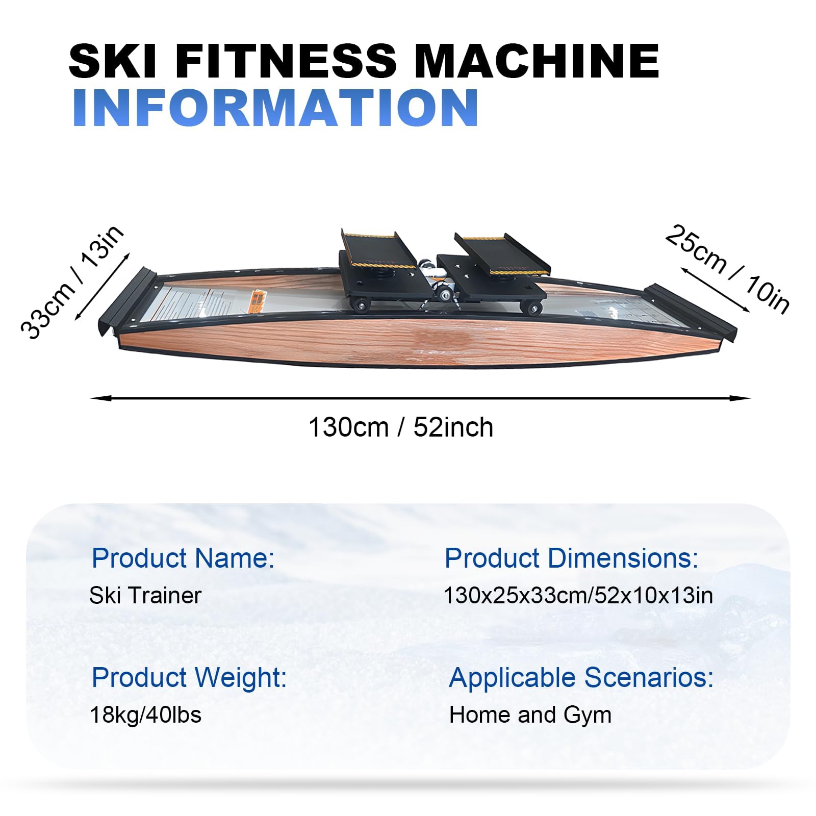 Ski-Trainingsgerät, Professioneller Skitrainer Für Das Ganzkörpertraining, Schnee-Ski-Simulator für das Fitnessstudio zu Hause, Gleichgewichtsgerät, 150 Kg Belastbarkeit