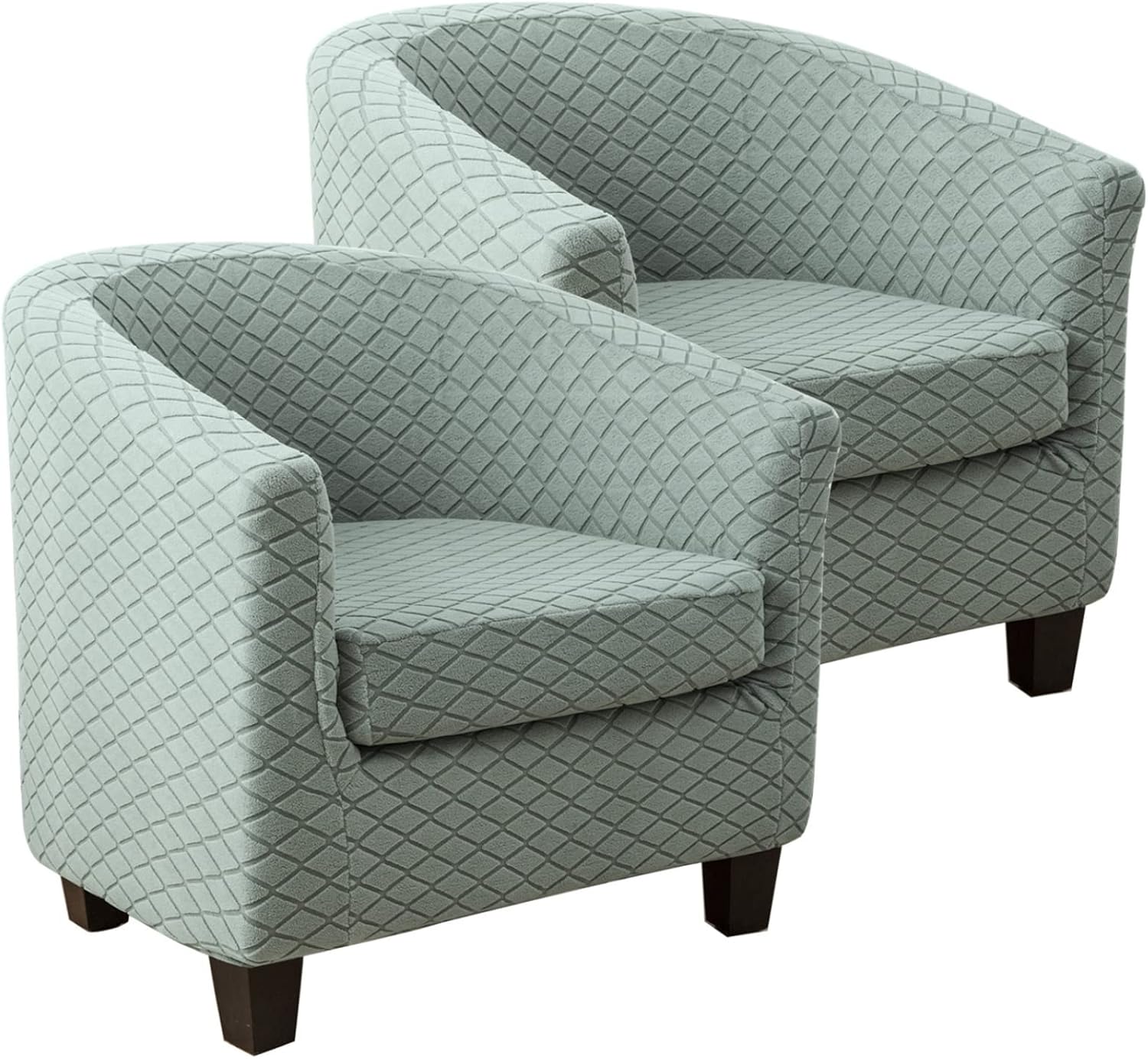 Stretch Armchair Slipcovers Armchair Cover for Recliner Sofa 2 Piece Club Chair Slipcover, Jacquard Barrel Tub Chair Slipcovers Soft Armchair Sofa Cover Removable Furniture Protector for Living Room