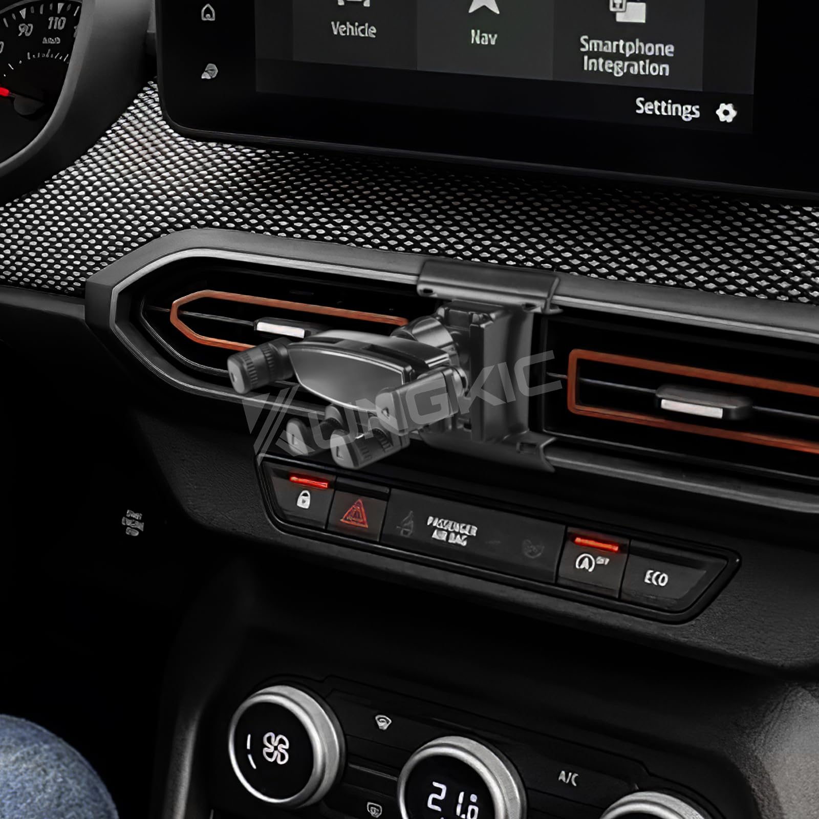 KUNGKIC Support de téléphone de voiture pour Dacia Sandero 3/Sandero Stepway 3 2021-2025 Air Vent Support de téléphone portable rotatif à 360° réglable Noir