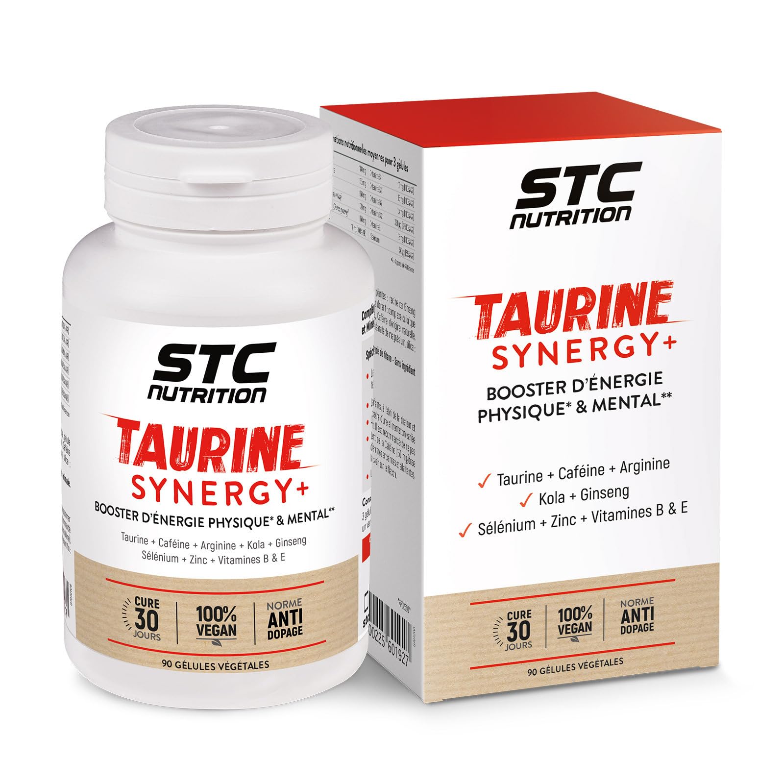 STC NUTRITION - Taurine Synergy + - Booste le tonus physique et mental - Augmente la résistance et l'endurance - 90 gélules végétales