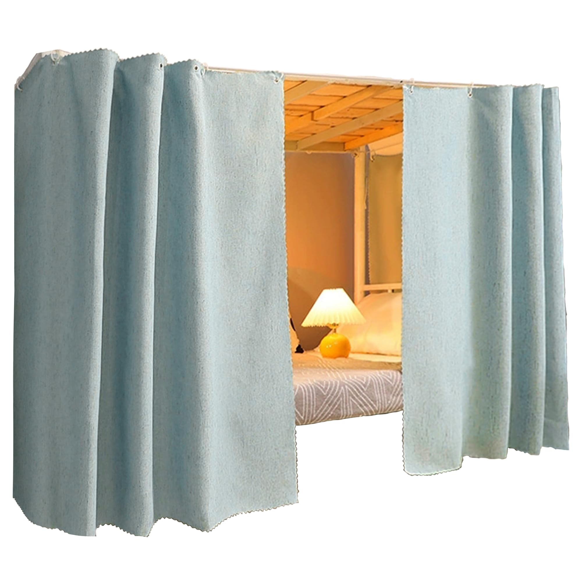 Cute Bottom Bunk Bed Curtain Student Dormitory Blackout Cloth Bedding Tent Bed Canopy Single Sleeper, Light Green