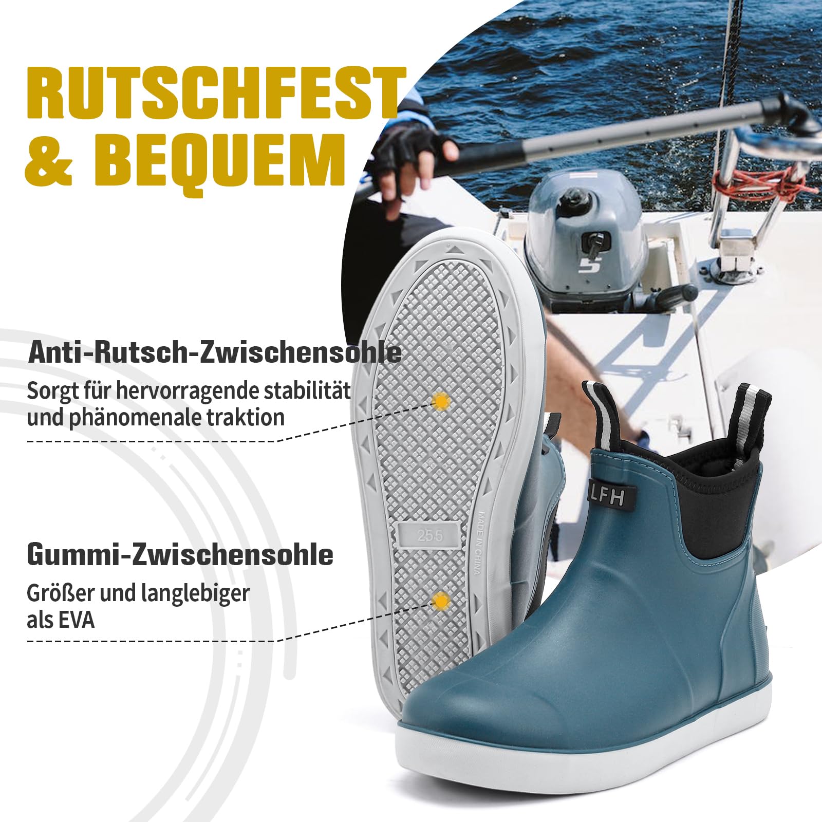 Rumkok Stivali Gomma Uomo, Stivali Da Pesca, Stivaletti Antinfortunistica Uomo, Da Esterno Antiscivolo Da Pioggia Shorty Boots, Comode Leggere Scarpe Da Giardino
