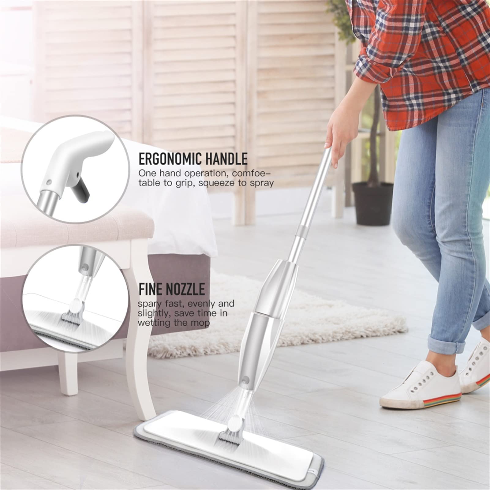 Spray MOP for limpiar piso con almohadillas de microfibra reutilizable 360 ​​° Rotación de mano MOP MOP MOP Limpieza de herramientas for la cocina for el hogar Piso de madera laminado de madera dura