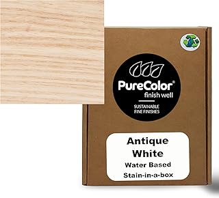 PureColor - Wood Stain and Finishes - Eco-Friendly, Vivid Colors, Deep Pigment, Ready to Use, Water-Based, Low VOC, No Odor, & Easy Clean-Up. Quart, Antique White