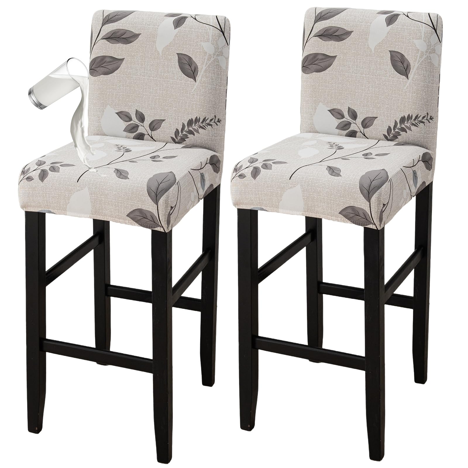Bar Stool Covers Counter Chair Slipcovers Set of 2,Color 02