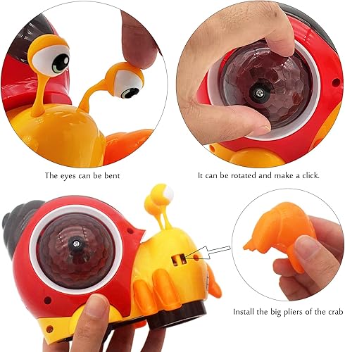 Miniatura 4 de Tipmant Cangrejo eléctrico para bebé pequeño, lindo vehículo electrónico de animal de juguete para gatear, reproducir música, luz deslumbrante para