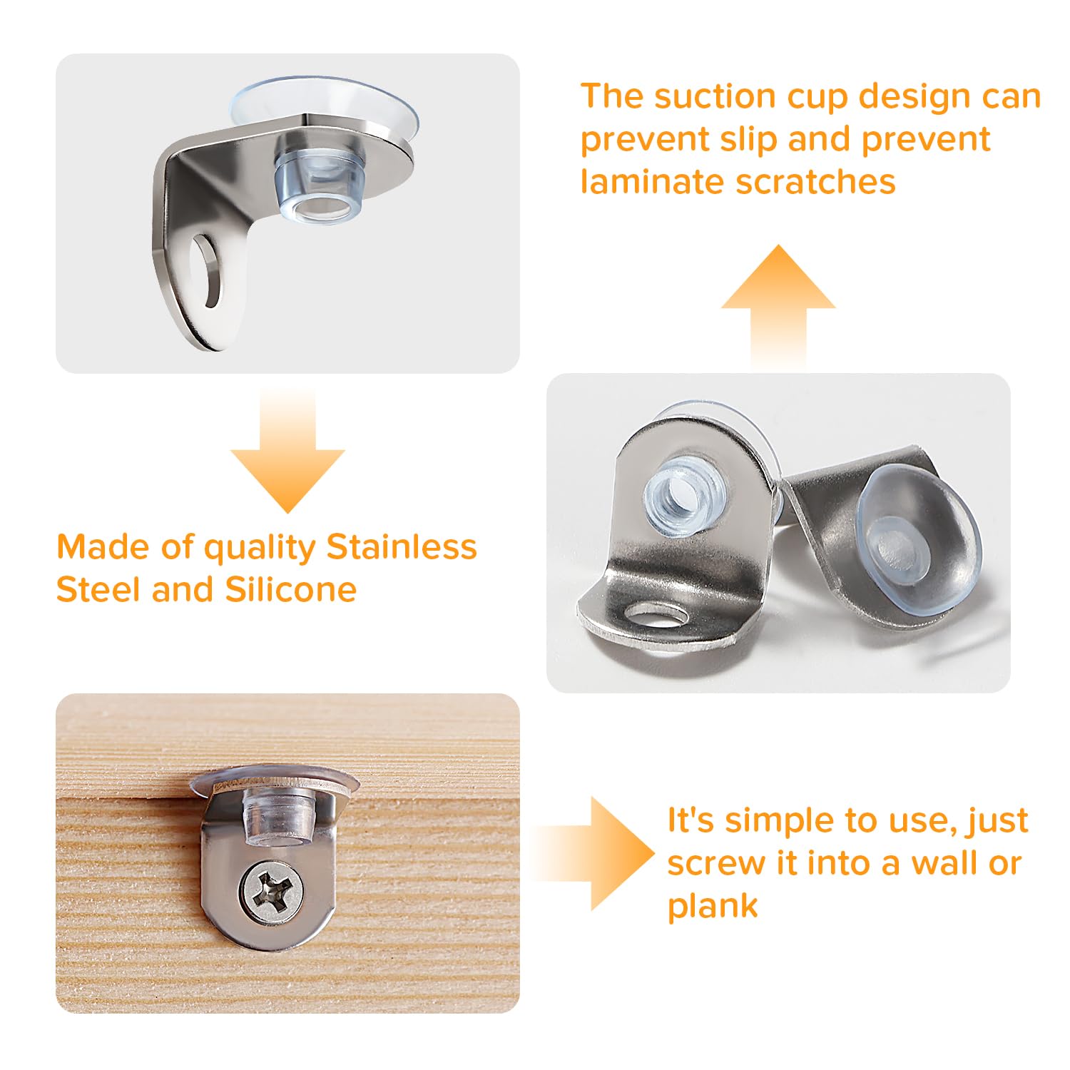 Lyeteung 20 PCS 12.5×13.5×15.5 mm Stainless Steel Fixing Glass Shelf Bracket, Pegs Corner Brace Board Holder - Image 3