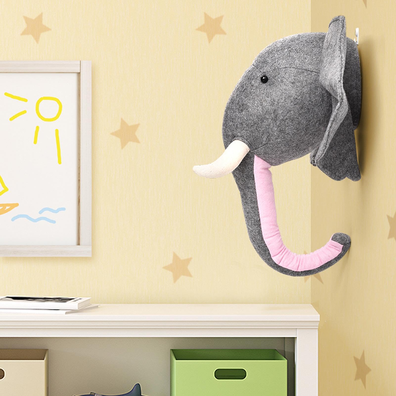 Generisch Gefüllte Elefantenkopf-Wand-,Graues Tier Gefüllte Wandbehang-Dekoration - Kinderzimmer Plüschtiere Dekorationen Baby Kinderzimmer -Wanddekoration Kreativer Schmuck
