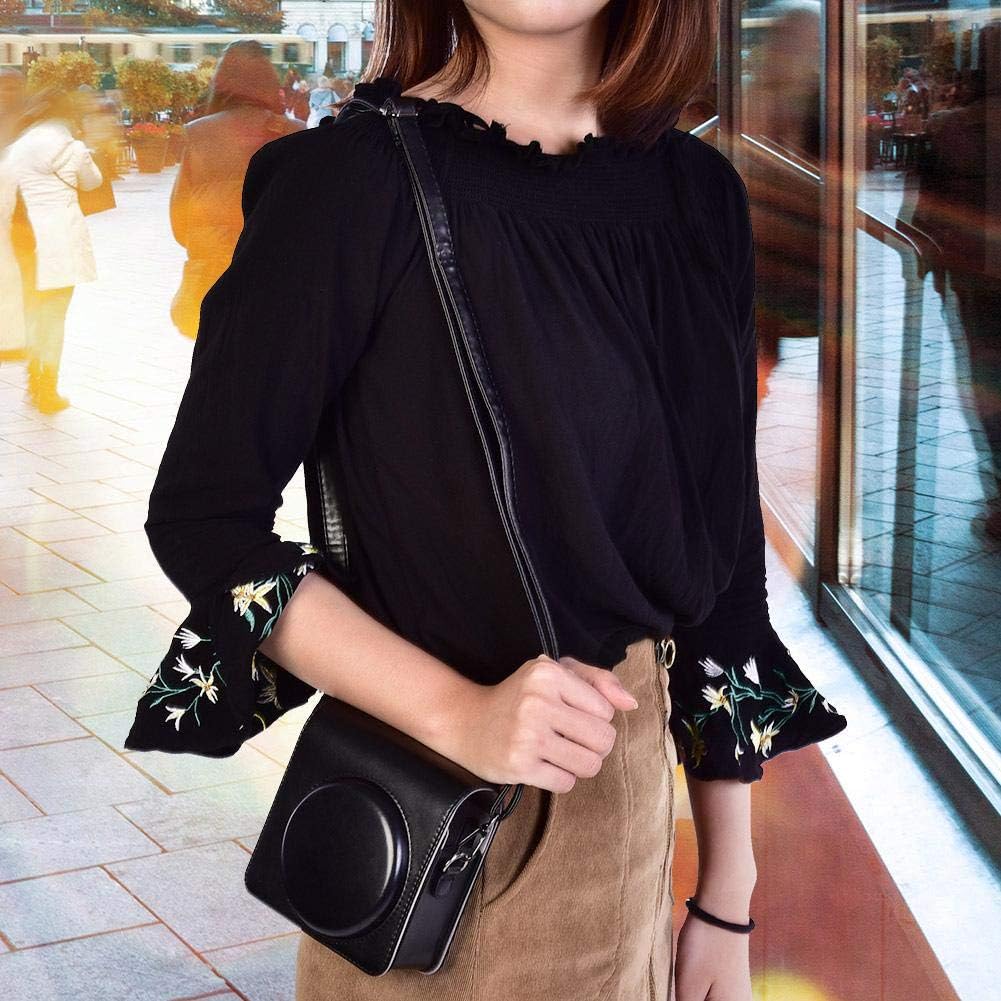 Acouto Black or Brown Protective PU Leather Camera Case Bag with Strap for In- SQ6 (Black)