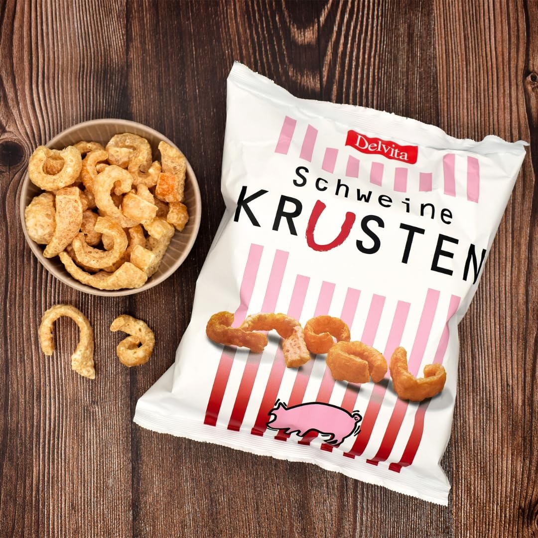 Delvita Schweinekrusten (16 x 125 g) - Leckere Schweinekrusten Chips aus Dänemark