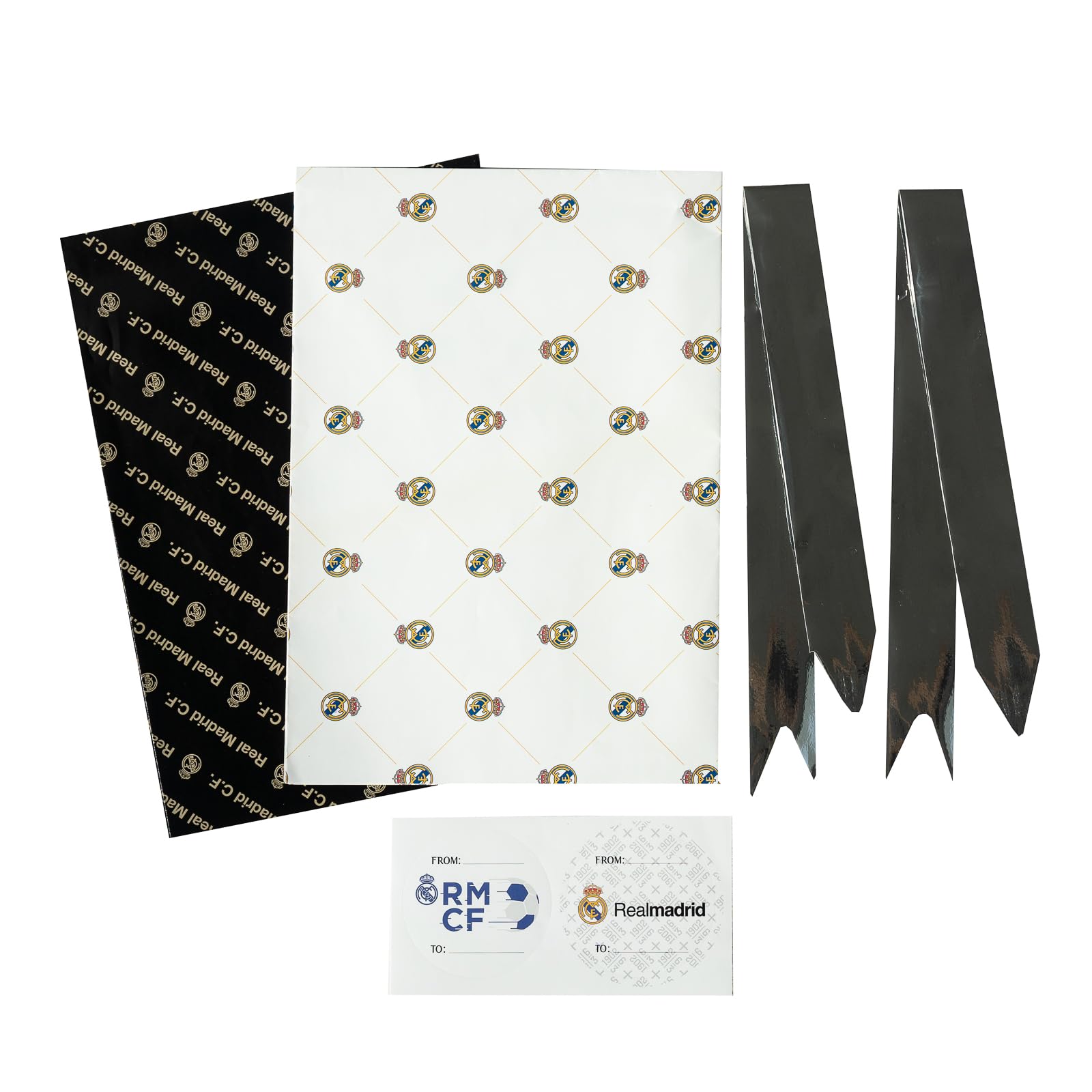 Papel regalo Real Madrid - Papel de regalo infantil + Kit envolver real madrid niño regalos navidad | 2 bolsa regalo : Papel envolver regalo (50x70 cm) Embalaje para regalos