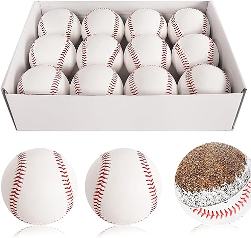GKK Pelotas de béisbol de talla oficial para entrenamiento de práctica, paquete de 12 pelotas de béisbol en blanco para deportes de béisbol