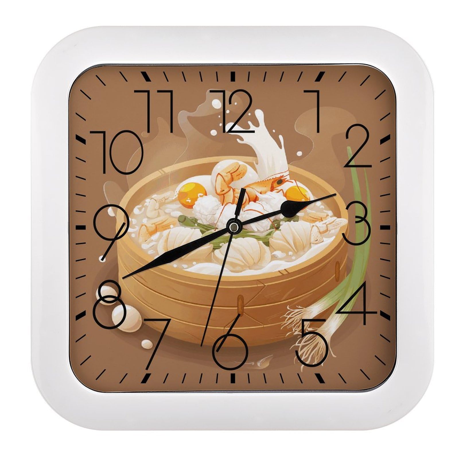Horloge murale silencieuse carrée en bois facile à lire