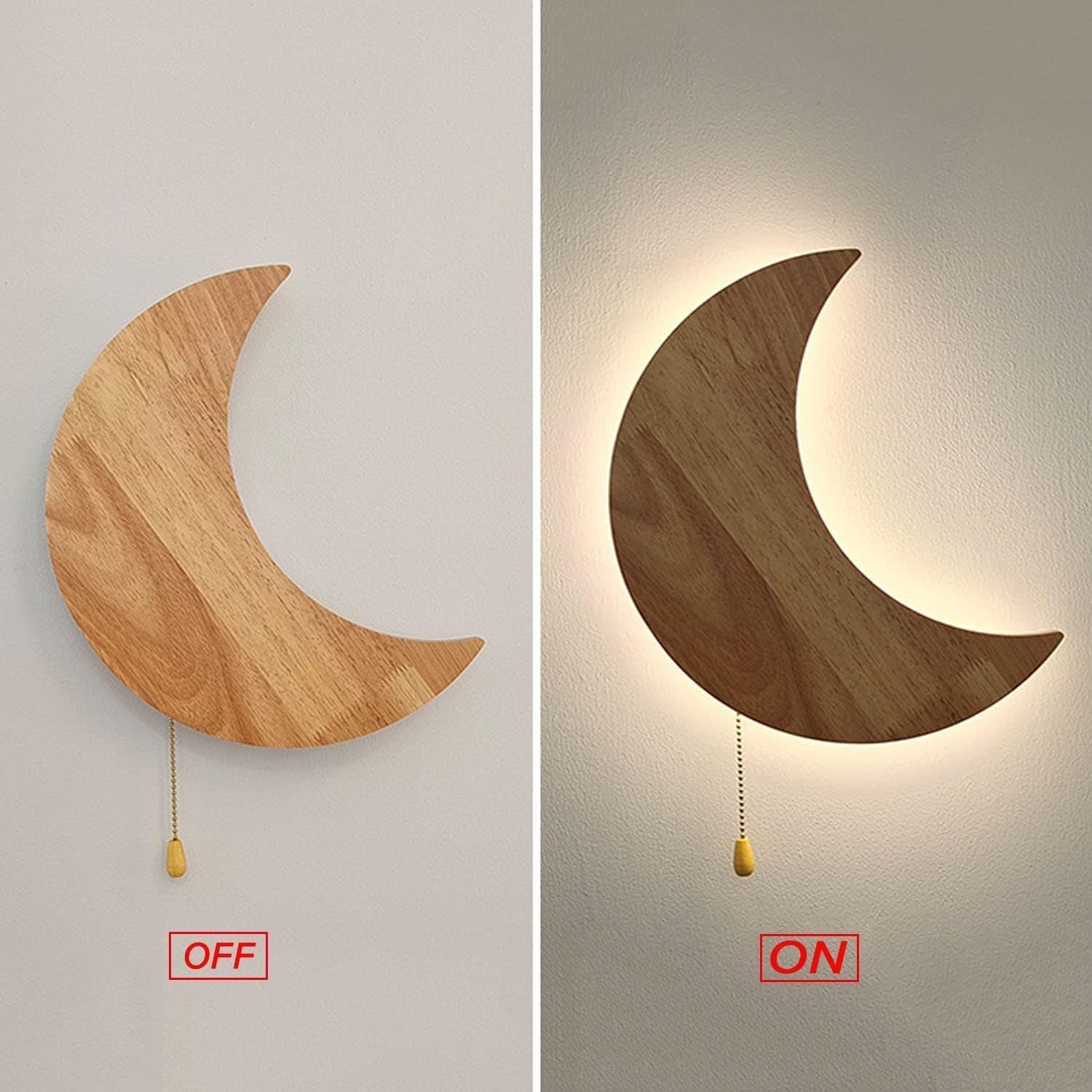 Latarki naścienne, kinkiet 12W LED Drewniany kinkiet z przełącznikiem, kinkiet księżycowy Pokój dziecięcy Możliwość przyciemniania 3 jasne kolory Lampka nocna Księżycowa lampka nocna Lampka dziecięca