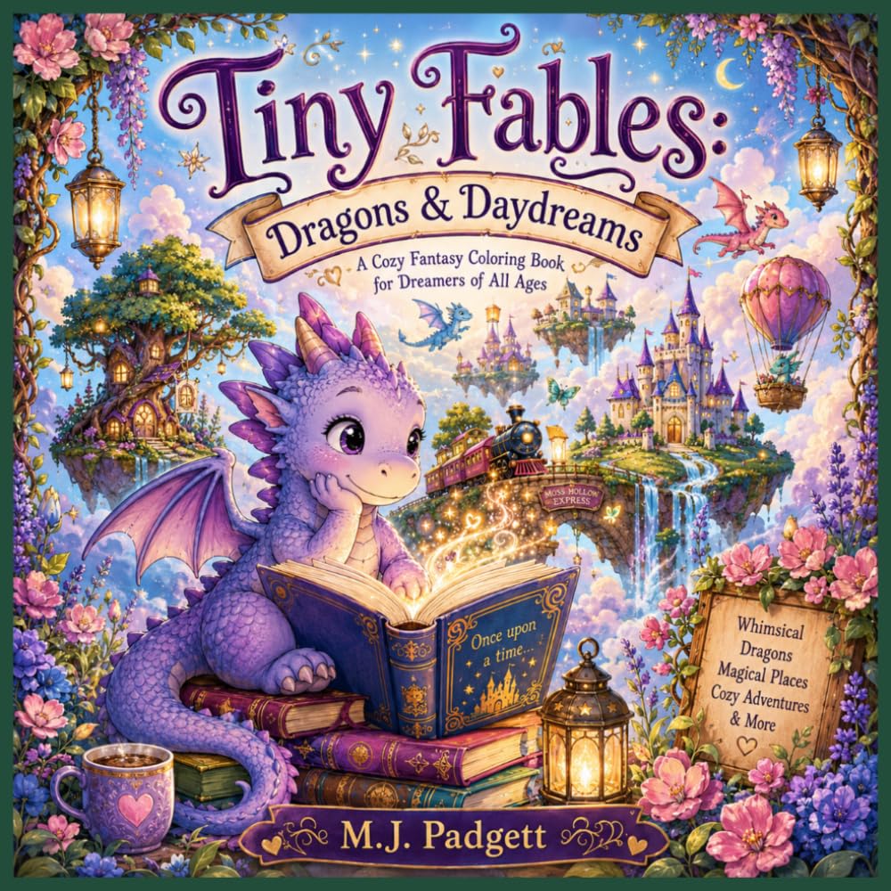 Tiny Fables: Dragons & Daydreams: A Cozy Fantasy Coloring Book of Tiny Dragons, Magical Worlds, & Whimsical Adventures