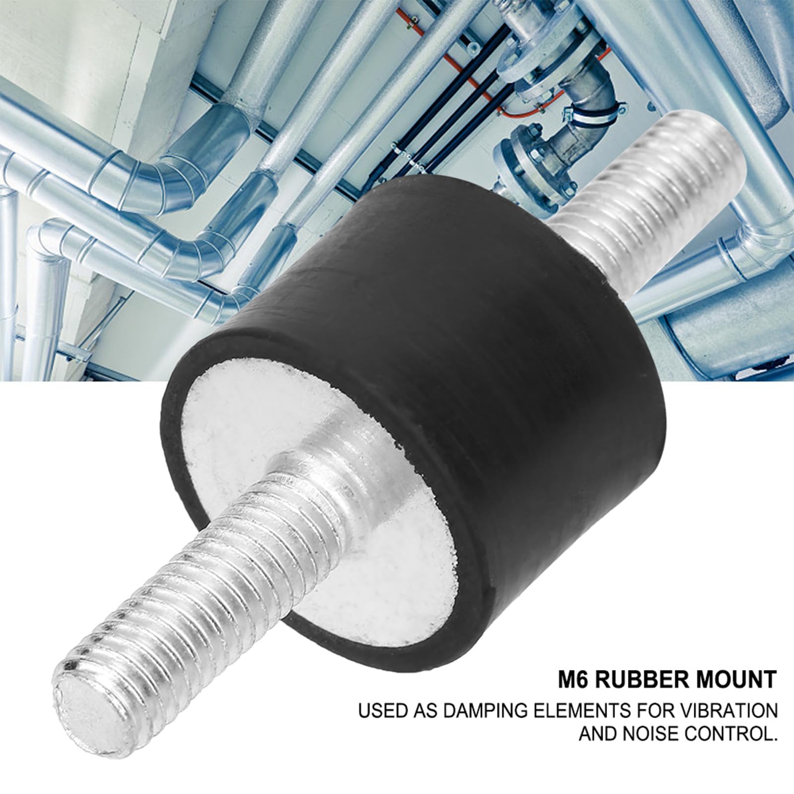 Rubber Mounts, Isolator Mounts with Studs, Vibration Zinc Plated Cylindrical Thread Anti Isolators for Lock Nuts (VV20*15 M6*18)