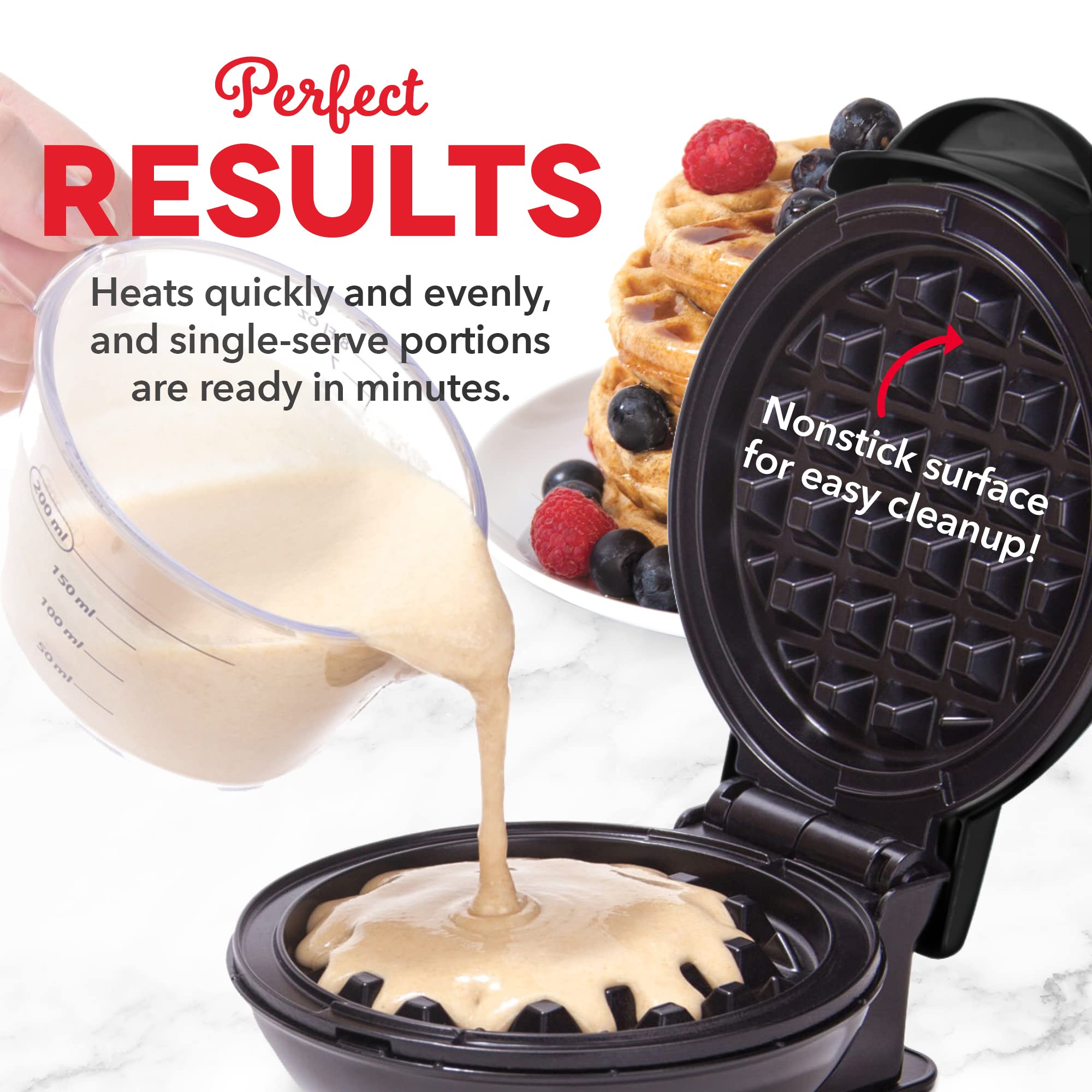 DASH Mini Maker Waffle Maker Griddle, 2-Pack Griddle Waffle Iron Black