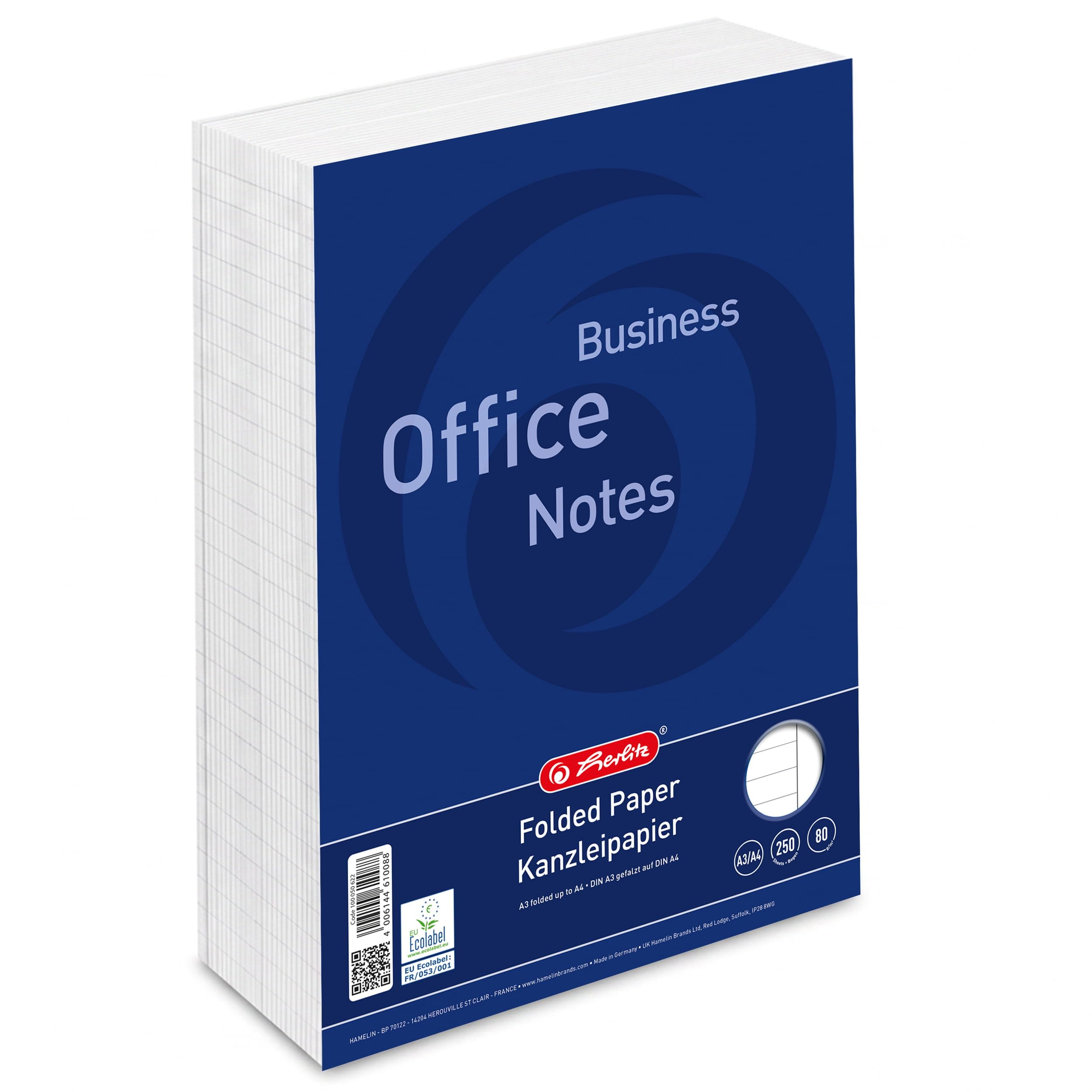 Landré Kanzlei-Papier A3 auf A4 gefalzt, liniert mit Rand rechts, 80 g/m², 250 Bogen