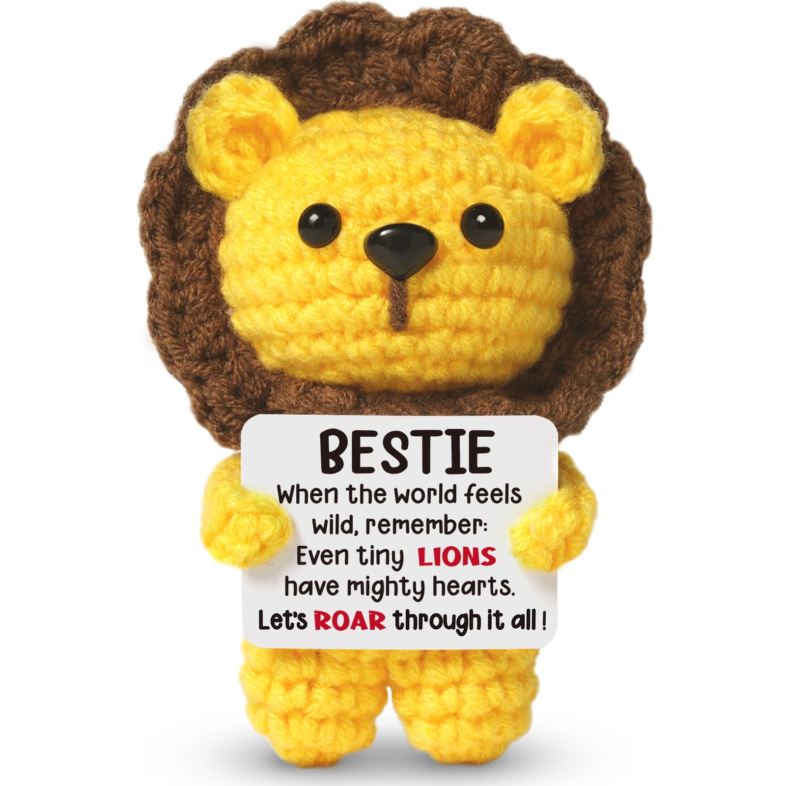 Sayregifty Bestie Gifts for Women, Cute Handmade Emotional Crochet Lion Stuffed Animal Plush, Christmas Thanksgiving Birthday Gifts for Bestie, Best Friend Birthday Gift for Women — image 1