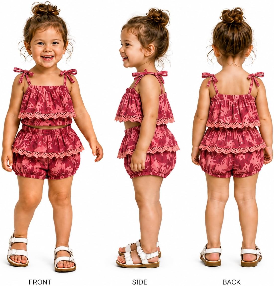 Volcom Baby Girls Shorts Set - 3 Piece Toddler Girls Summer Matching Set - Sleeveless Top, Shorts and Bucket Hat