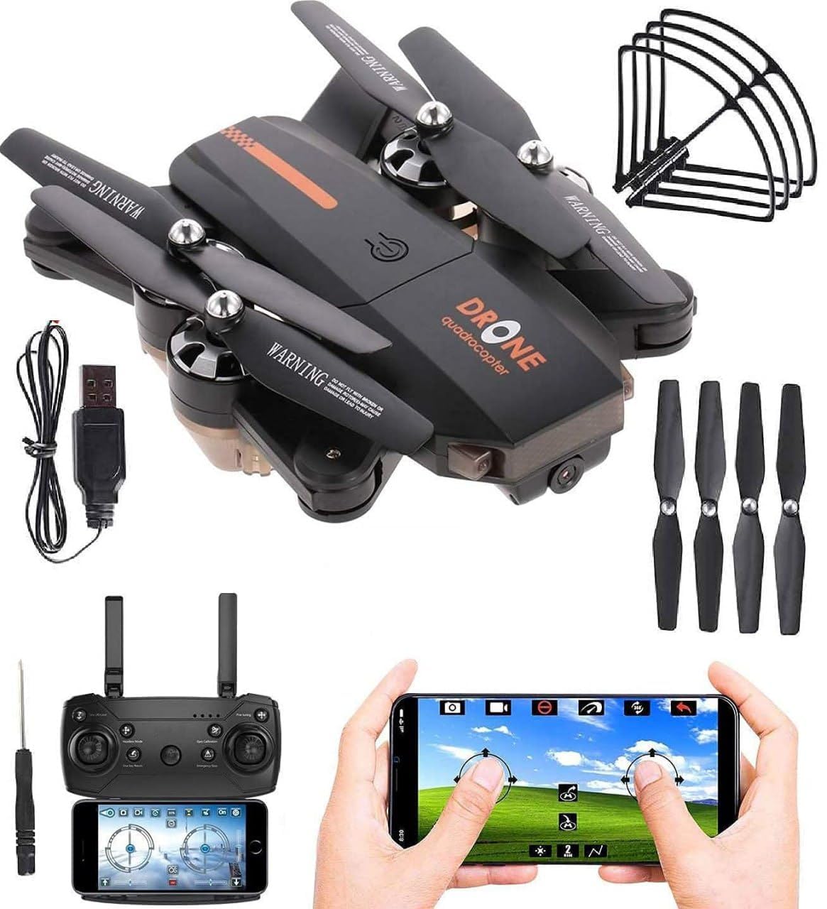 Drone-with-Camera-1080P-HD-RC-Mini-Drone-Fpv-Drones-for-Adults-With-WiFi-Video-Altitude-Hold-Headless-Mode-3D-Flip-Sensor-One-Key-Take-Off/Landing (B0DCZPB6CH) Amazon Price History, Amazon Price Tracker