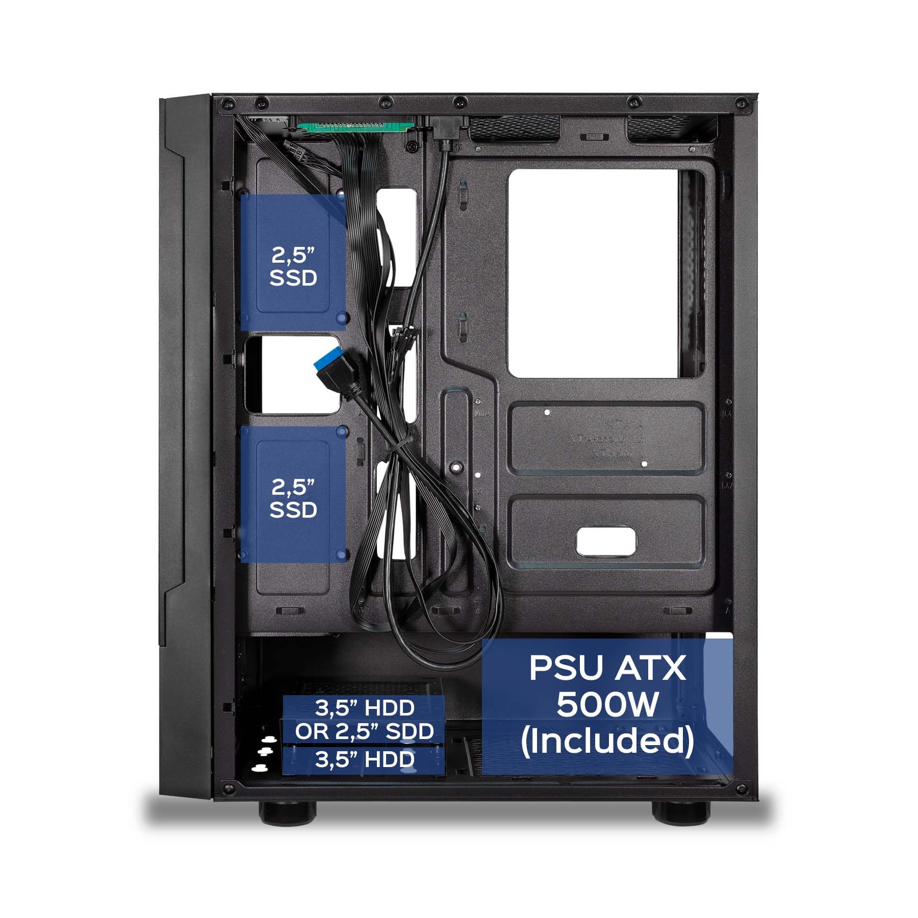 UNYKAch Caja ATX Aero C35,con Panel Lateral de Cristal Templado Tintado, con 2 Puertos USB 3.0, 1 USB 2.0, para Instalación de Tarjetas Gráficas de hasta 315 mm y Disipadores de CPU de hasta 160 mm