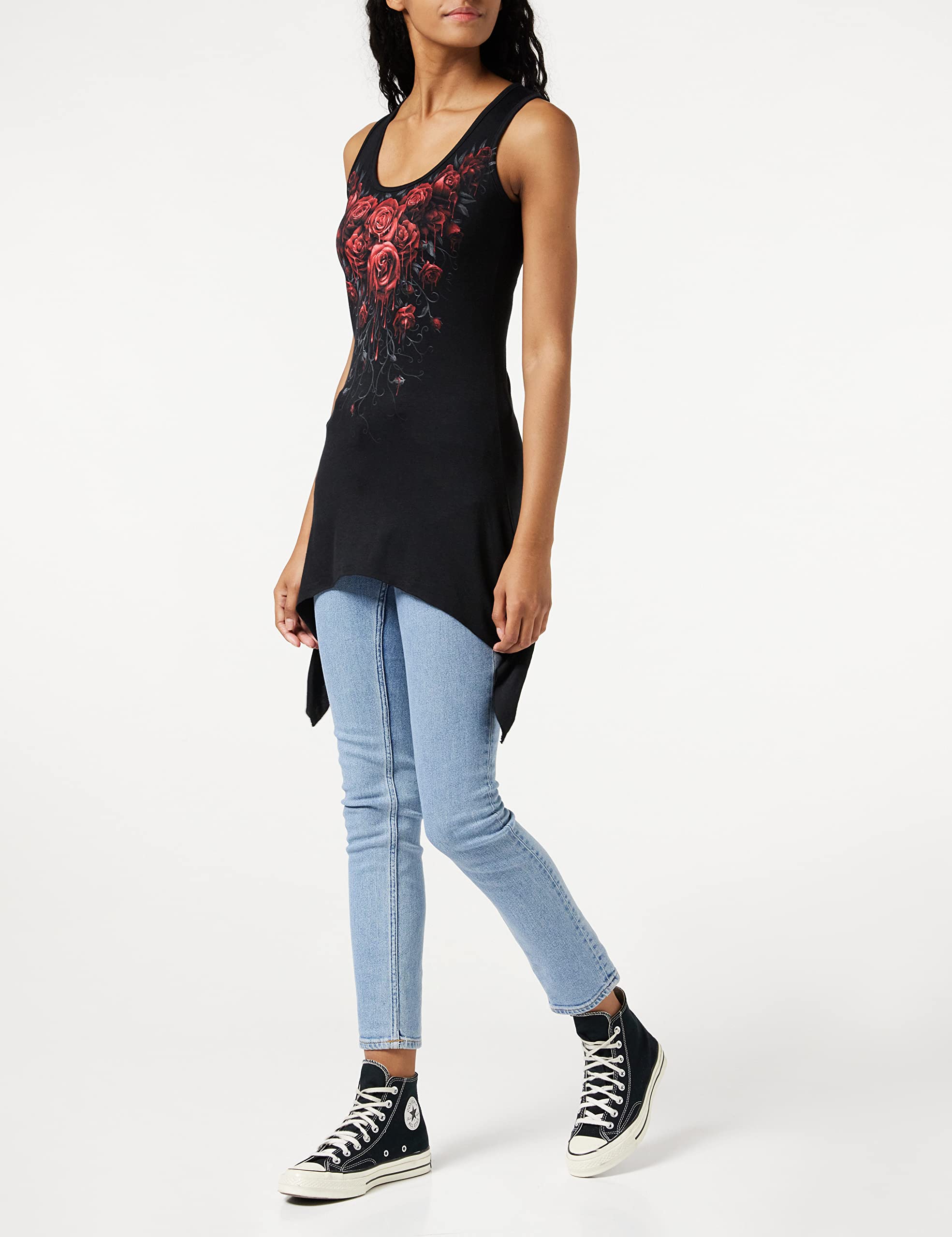 Spiral Blood Rose Mujer Top Negro Regular