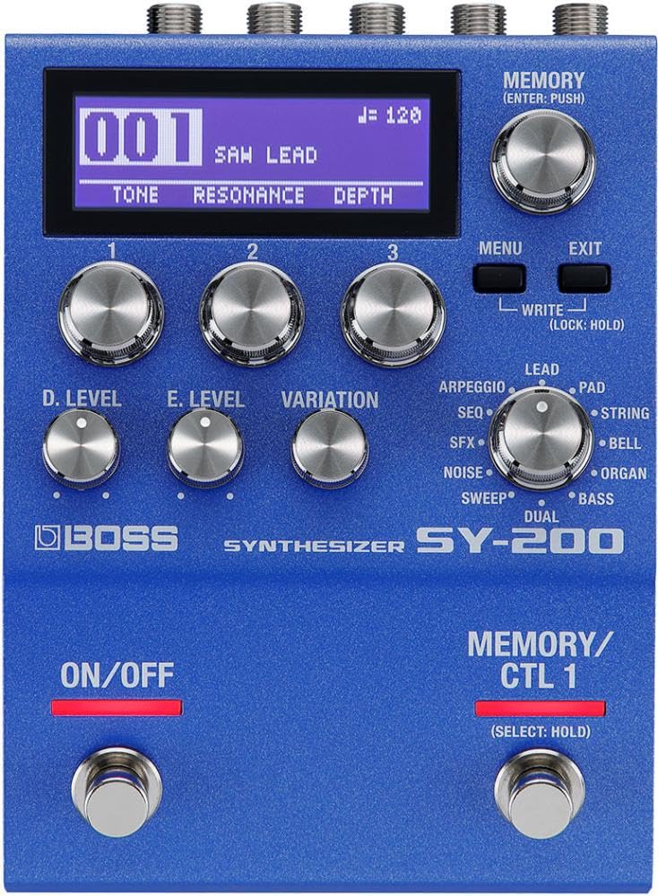 BOSSSY-200 SYNTHESIZER EFFECTS PEDAL – Advanced BOSS Polyphonic Guitar Synth Technology in a Streamlined 200 Series Pedal for any Guitar or Bass – Full MIDI I/O – 128 Memories – 171 Synth Sounds