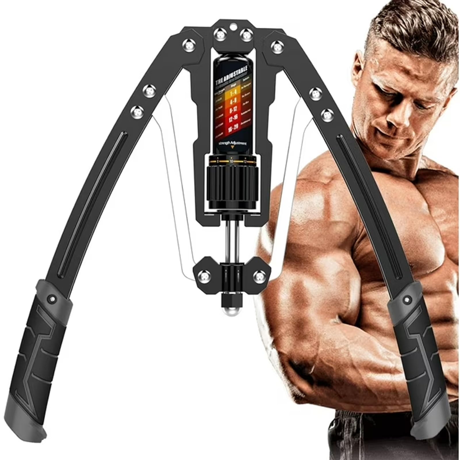 Saker Twister Arm Trainer Chest Trainer, Home Abs Workout Equipment, Twister Arm Exerciser Expander for Men, Adjustable Hydraulic Resistance Arm Fitness Machine, Trainer Strengthener Power(Grey)