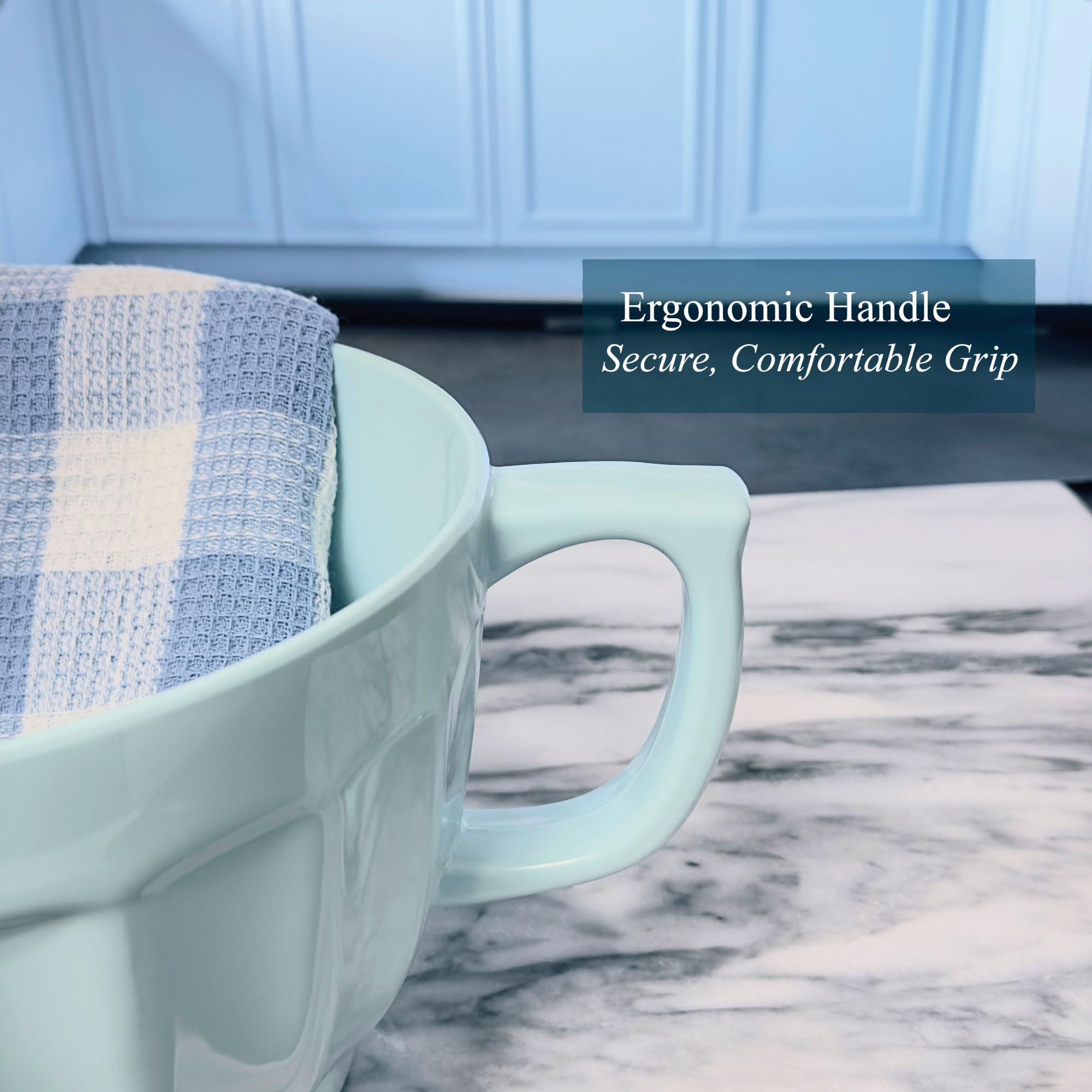 UP ware Melamin-Teigschüssel mit Ausgießer, Griff und rutschfestem Boden, Griff für einfaches Mischen und Ausgießen, Home Essentials Koch- und Backutensilien, Teigschüssel (4,3 qt, Latte Blue)