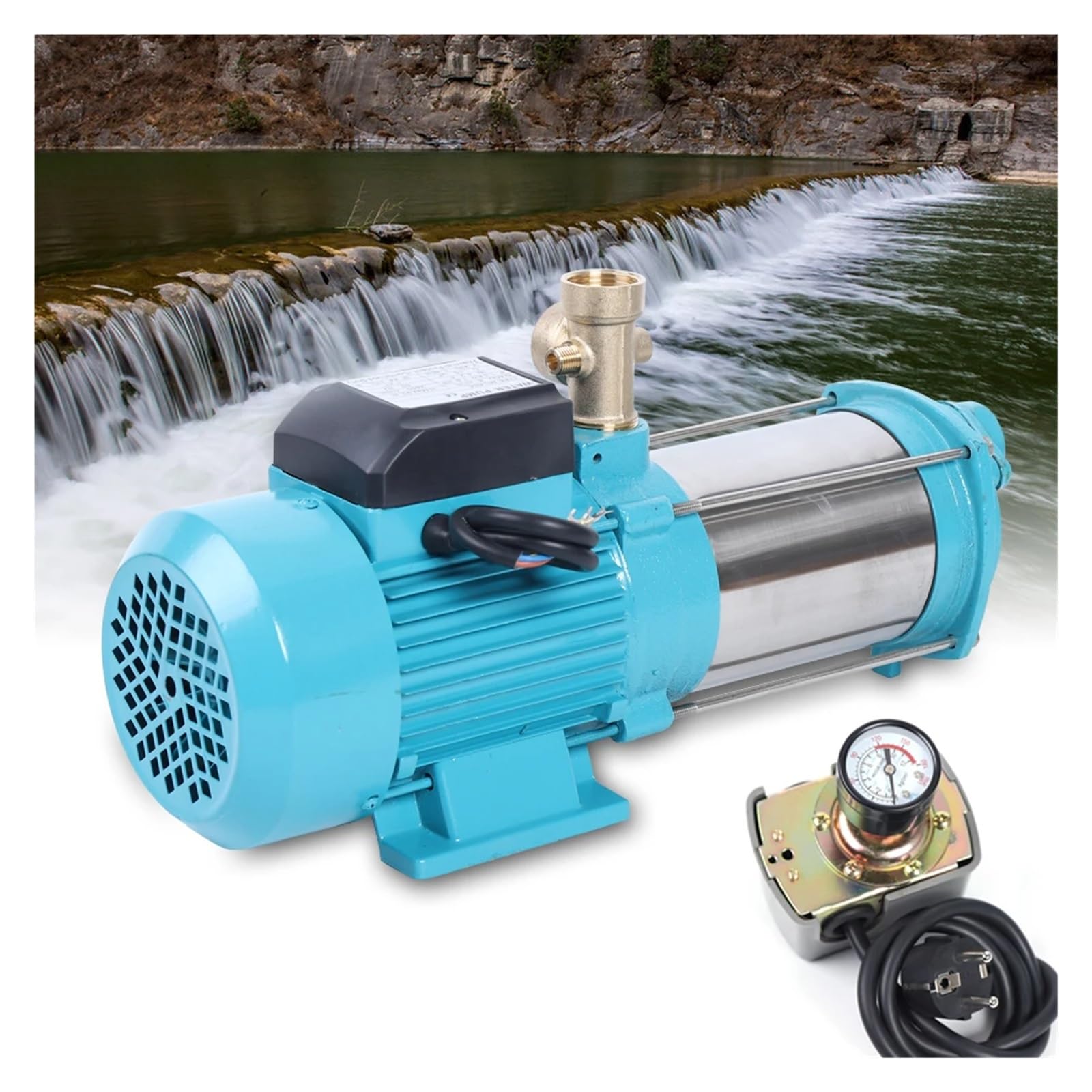 Pompe À Eau Centrifuge 1300 W Avec Pressostat Et Boîtier De Turbine En Acier Inoxydable Puissance à Haut Rendement