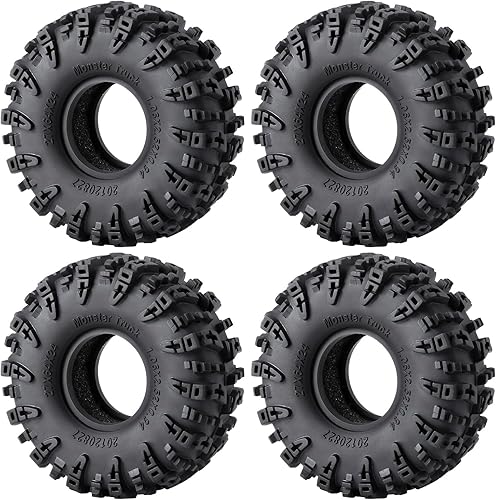 Juego de 4 neumáticos de 1.0 pulgadas, neumáticos para terreno de barro de 2.520 x 0.945 in, de goma suave, compatibles con TRX4M AX24 Axial SCX24