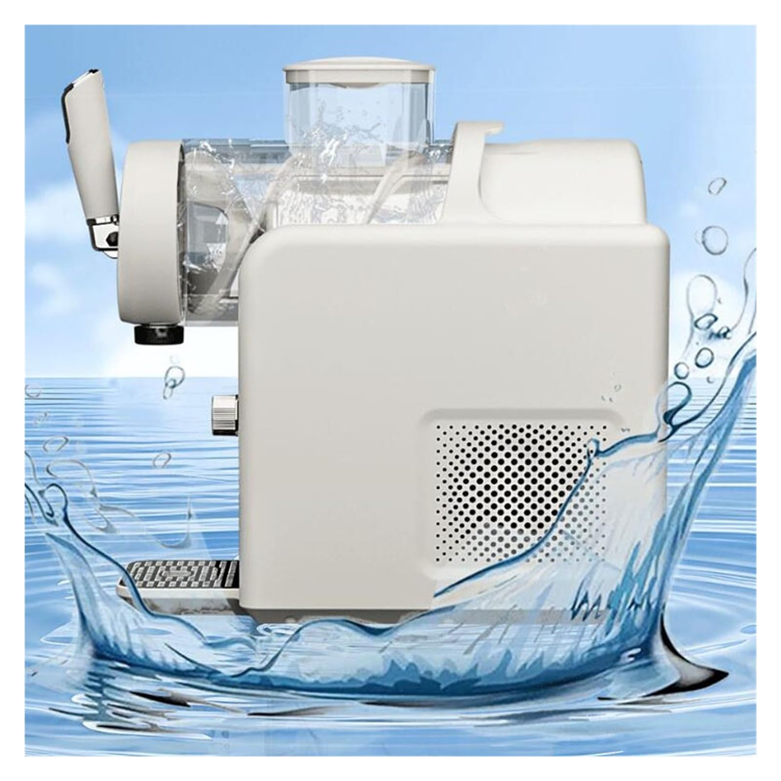 Mini Máquina De Granizado Portátil For Uso Doméstico, Helado con Capacidad 1,8 L, Exprimidor Batidos Hielo Potente TrituracióN De Hielo(White)