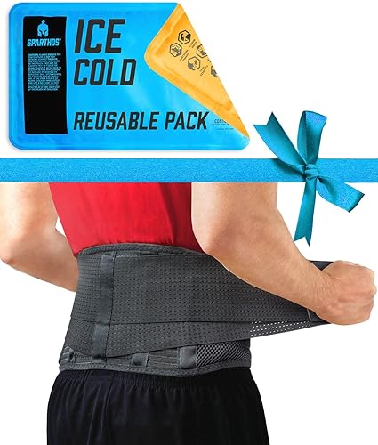 Sparthos Cinturón de soporte de espalda talla XXL x bolsas de hielo para lesiones tamaño mediano