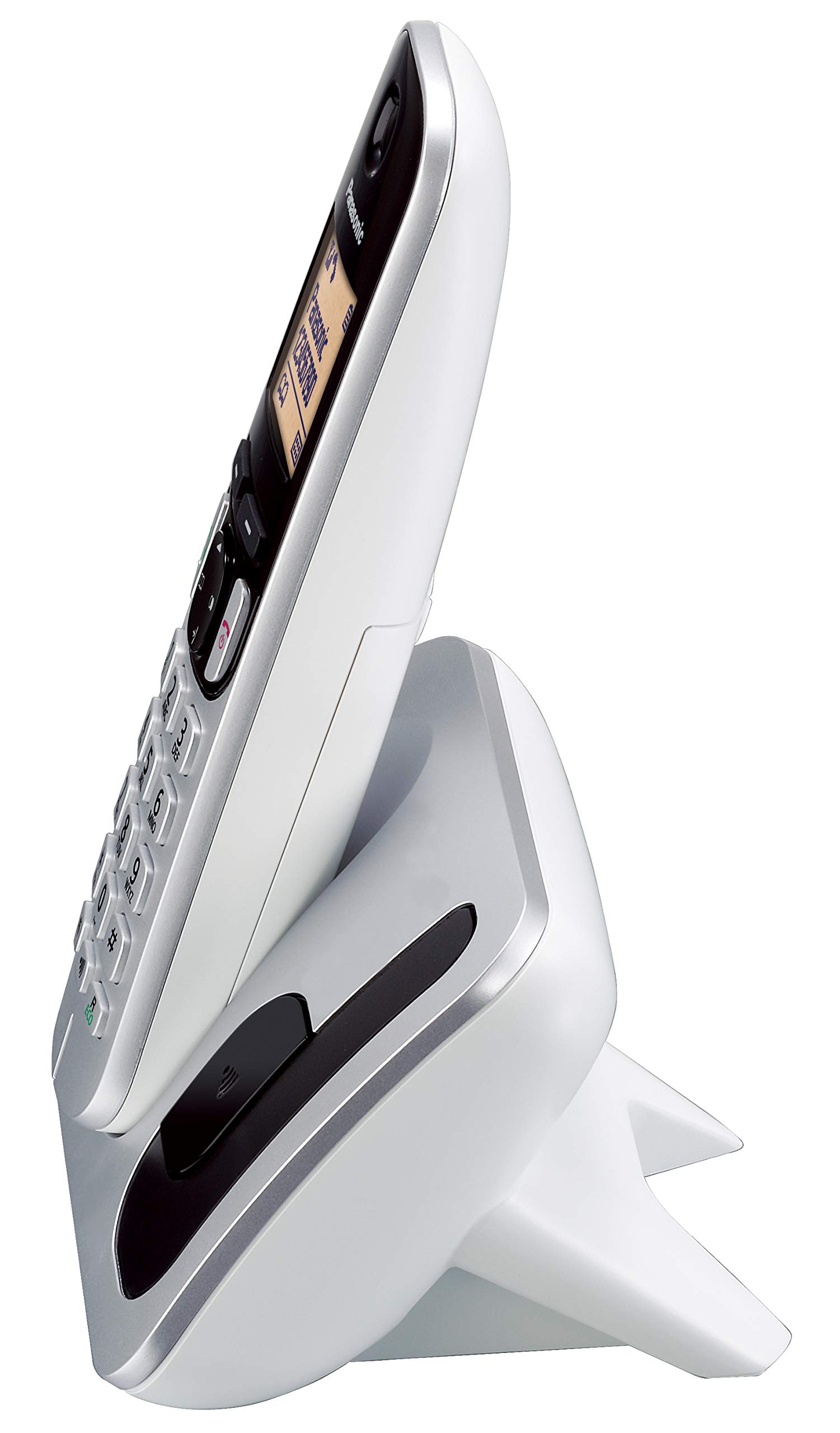 Panasonic Téléphone fixe sans fil avec écran LCD, identification de l'appelant, répertoire téléphonique à 50 numéros, touche de navigation, mode ECO, réduction du bruit TGC21 Solo (KX-TGC210) Argent