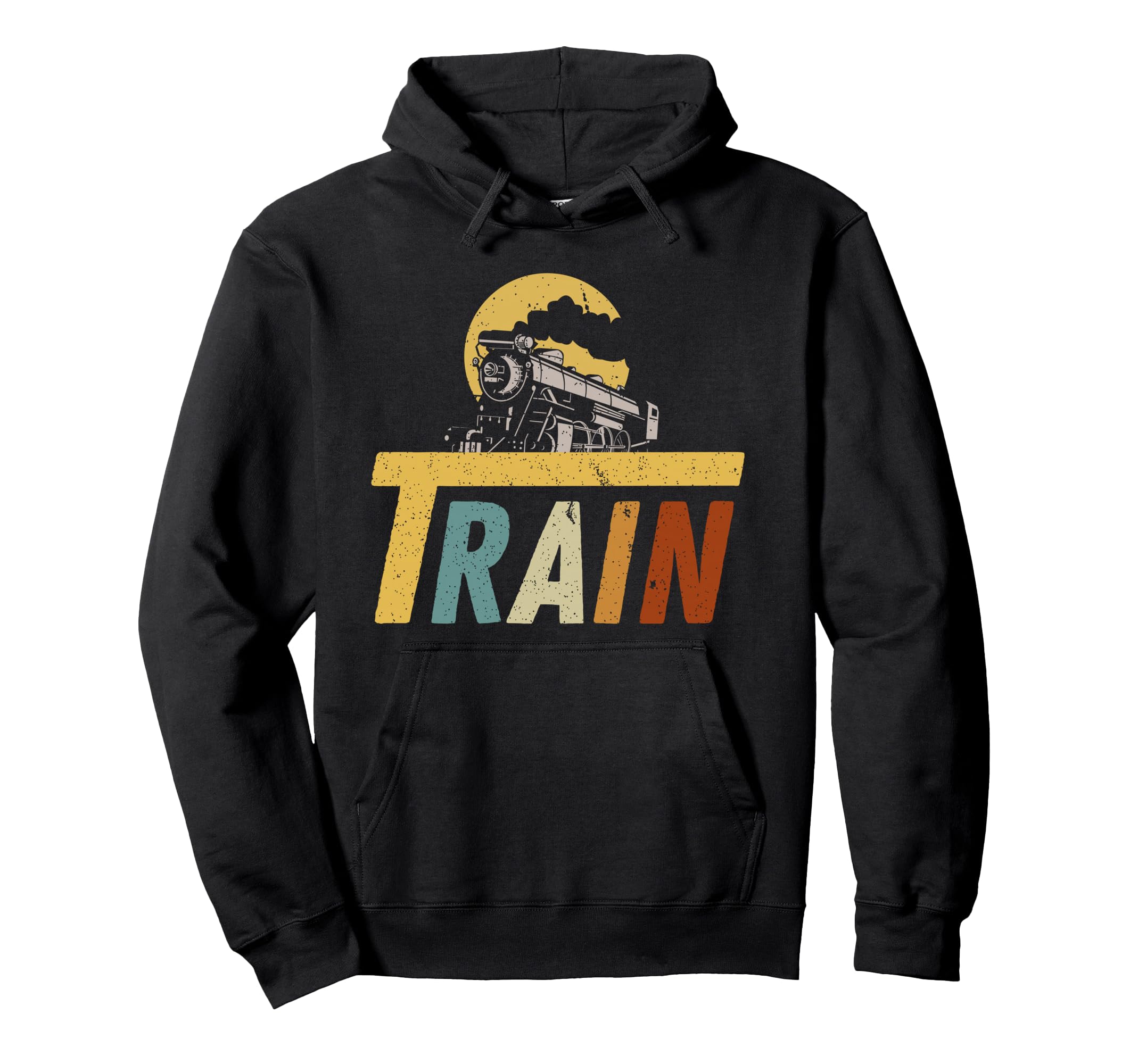 Retro Train Hoodie Train Lovers Railroad Locomotive engine Pullover Hoodie