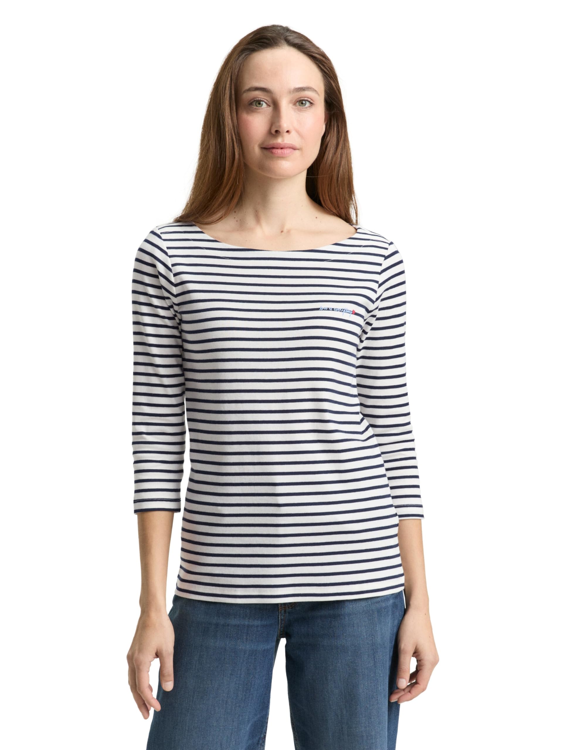 TOM TAILOR Damen Langarmshirt mit Streifenmuster