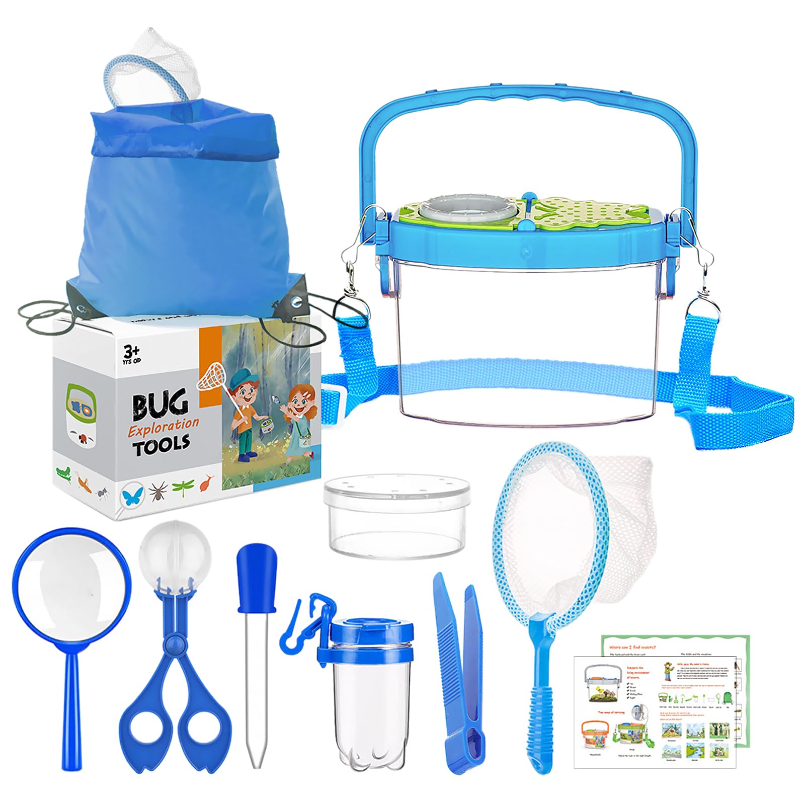 GmeDhc Child Exploration Kit: Insect Box, Magnifying Glass, Catch Net, Backpack, Outdoor Toy for Boys and Girls Aged 3 to 12