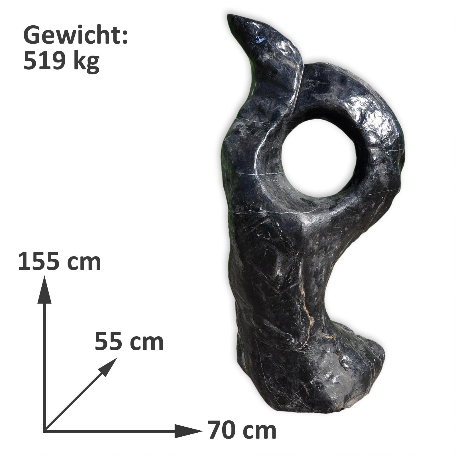 Ozeanfindling Findling Skulptur Naturstein Meeresgestein Gartendeko **Wundervoller Blickfang für Ihren Garten** Einzigartige Form Unikat Einzelstück 519 KG 155 cm HOCH