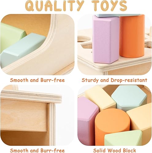 Miniatura 5 de Busy edition Montessori Toys - Caja de permanencia con 6 bloques de madera, juguetes Montessori para bebés de 6 a 12 meses, juguetes de madera para