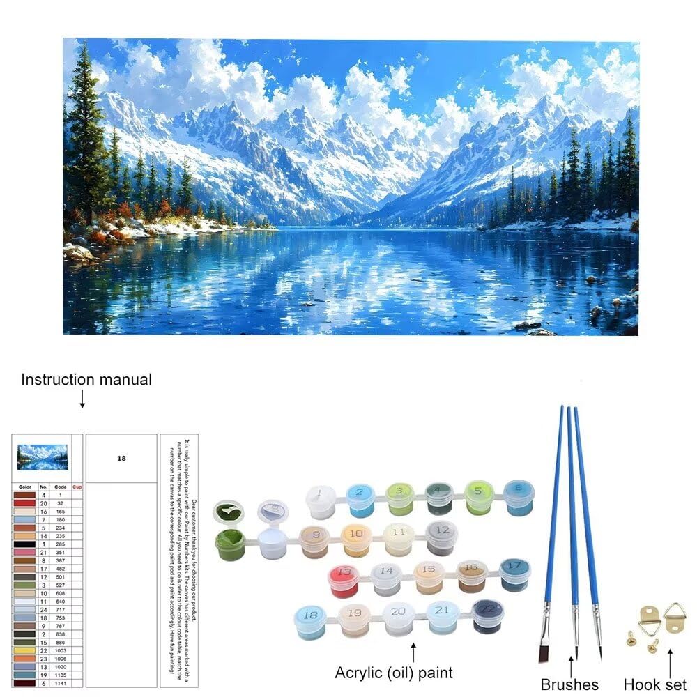 Malen Nach Zahlen Erwachsene xxl, Paint by Numbers Malen Nach Zahlen Landschaft, DIY Geschenk Art mit Pinseln und Acrylfarben Handgemalt Ölgemälde Leinwand für Home Décor, Ohne Rahmen 80x160cm W-222
