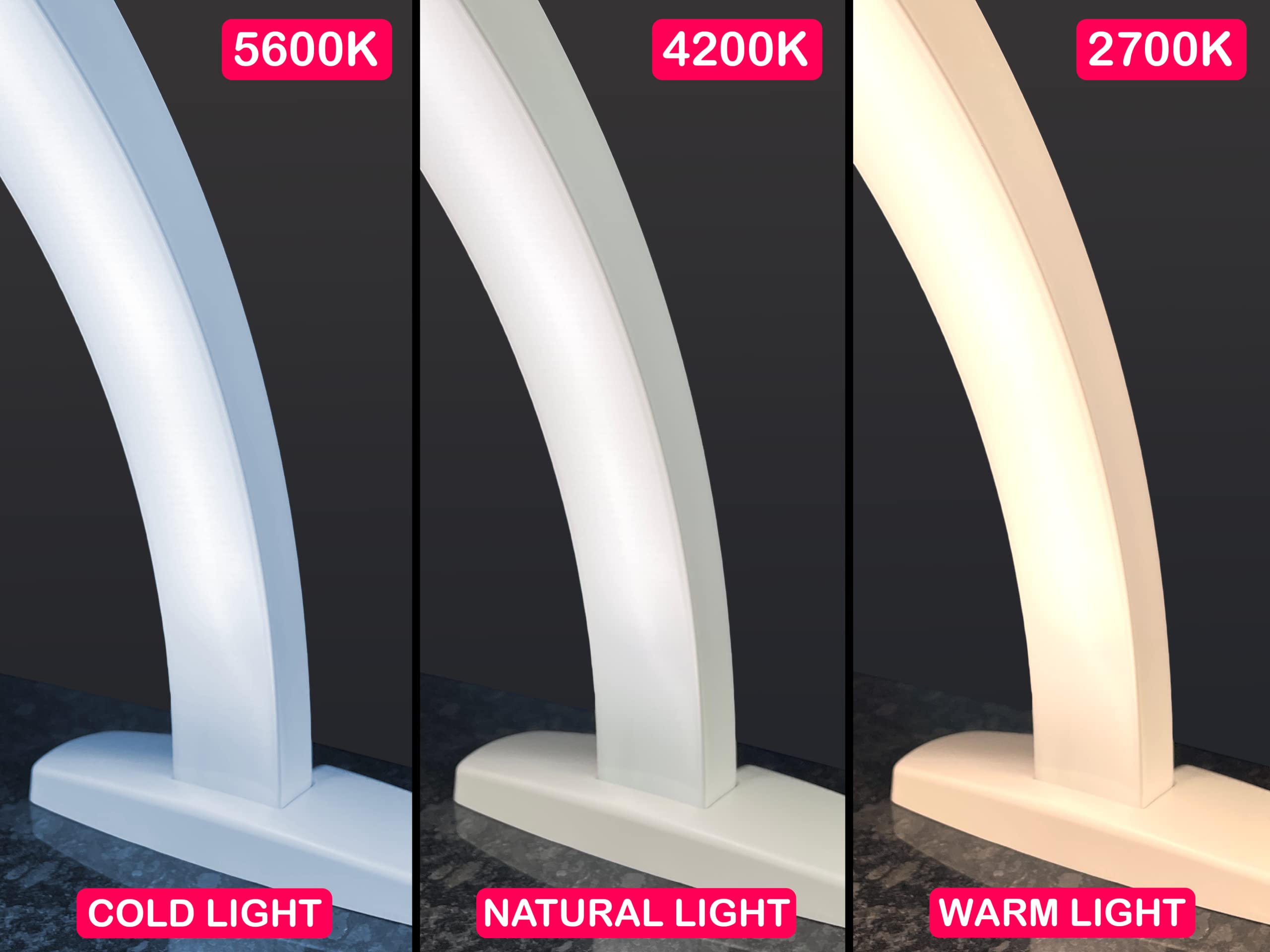 XOLLOZ Half-Moon Nail Desk Lamp for Professionals, 1600 Lumen Led Light for Nails, Perfect Led Manicure Desk Lamp | Tattoo Light | Lash Tech Light | Manicure Light Led (White)