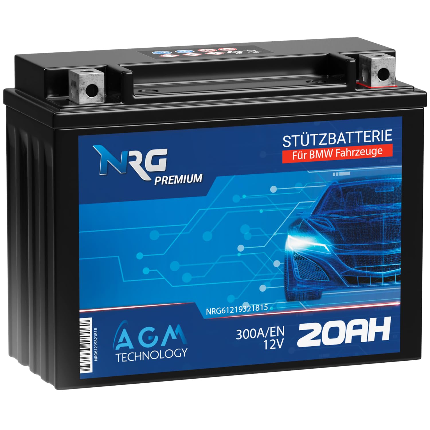NRG batterie auxiliaire 12V 20Ah AGM auto backup 61219321815 61217623376
